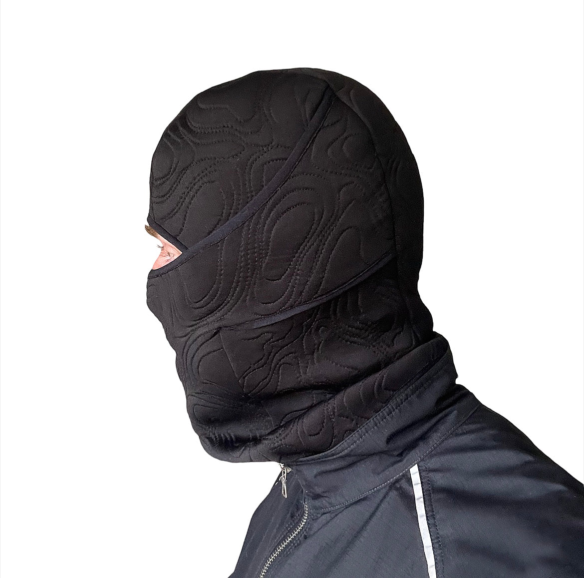 Hand embroidered neoprene balaclava