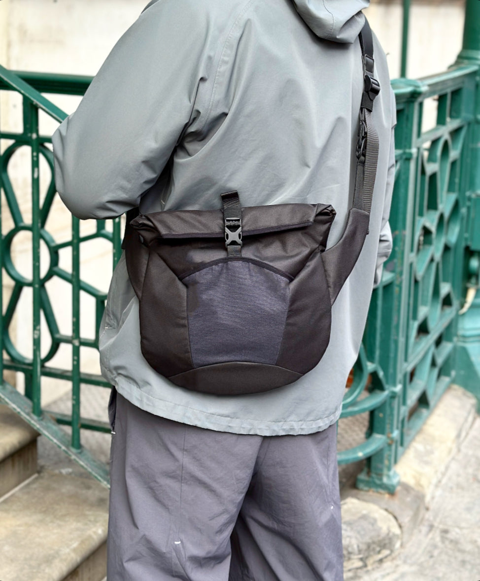 Curve waterproof roll top bag, handcrafted