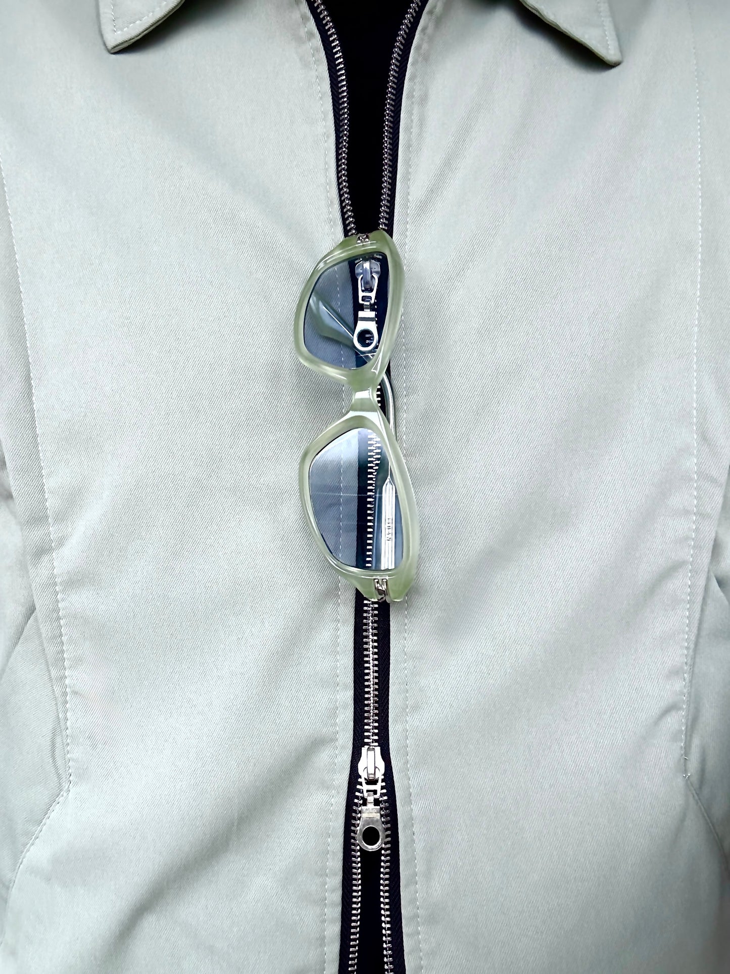 Sage green dual zipper canvas jacket