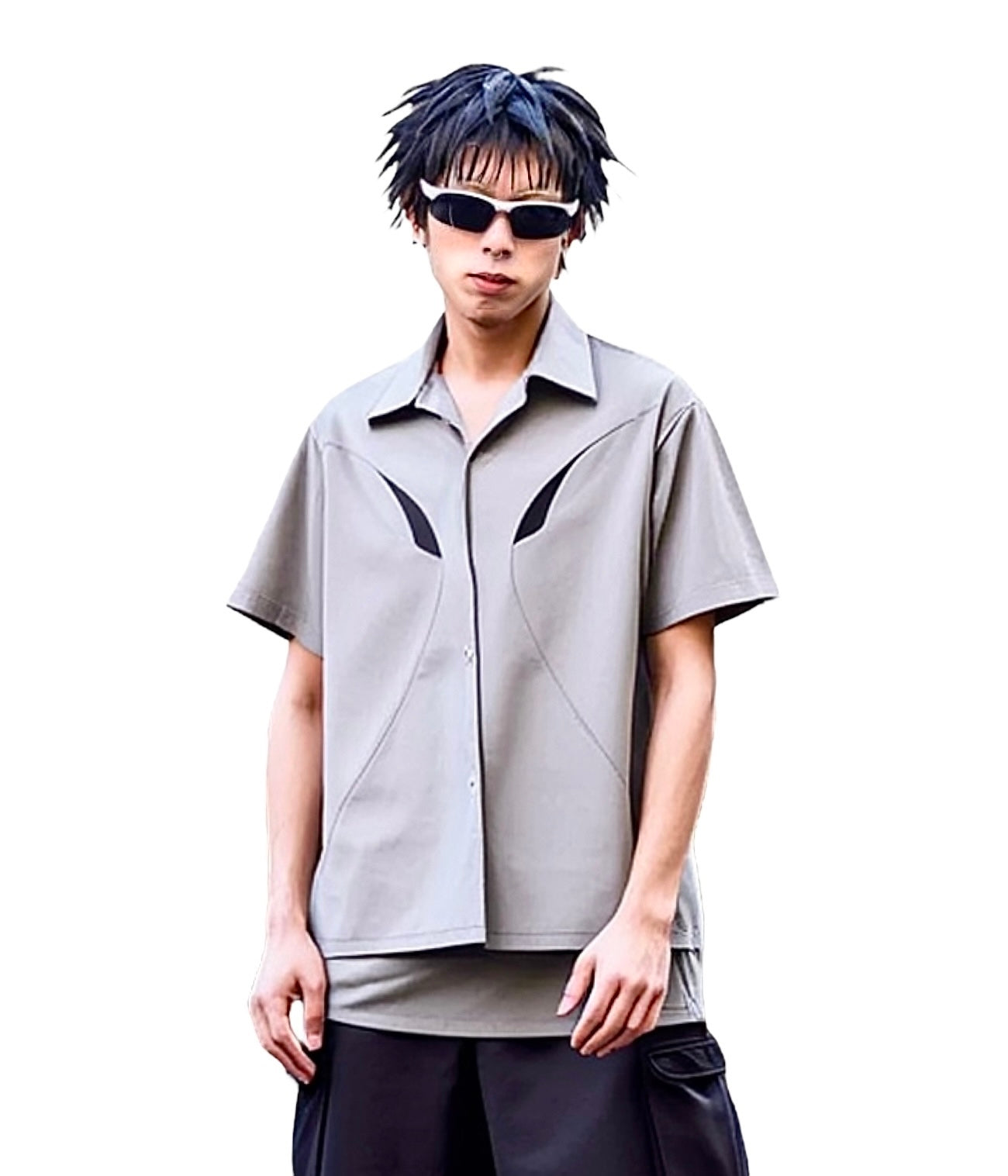 *Eyelets full zip shirt Graphite/dove grey