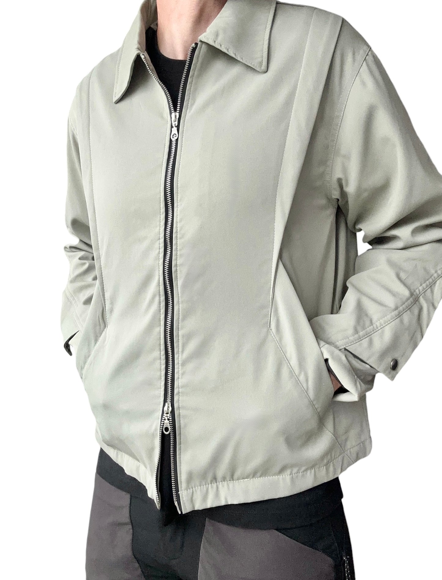 Sage green dual zipper canvas jacket