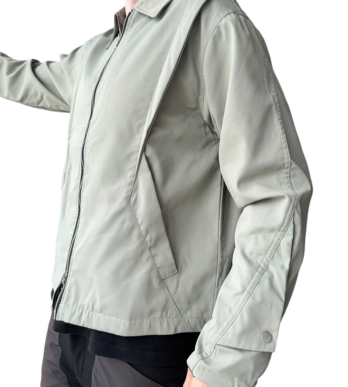 Sage green dual zipper canvas jacket