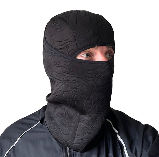 Hand embroidered neoprene balaclava